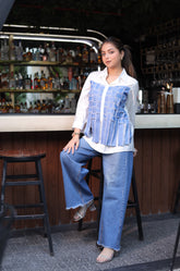 Denim fringes shirt
